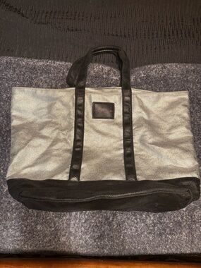 Victoria's Secret Silver and Black Duffel Tote